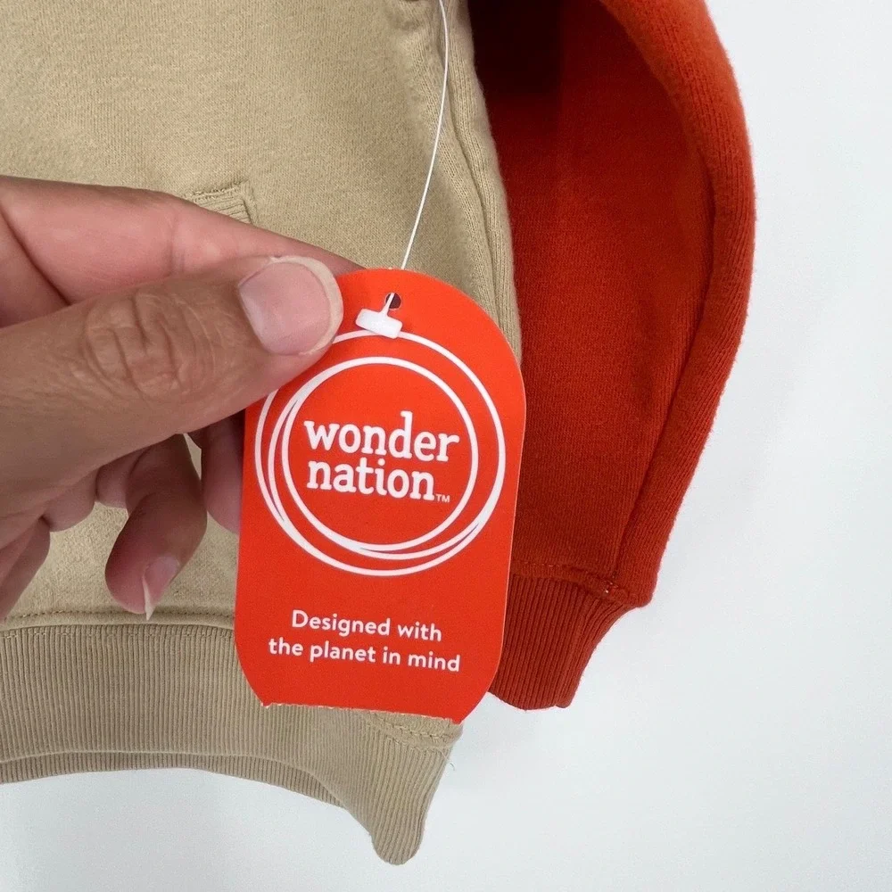 Quarter Zip Pullover‎ Kids Size 4 Brown Tan Orange Colorblock Fleece Gorpcore